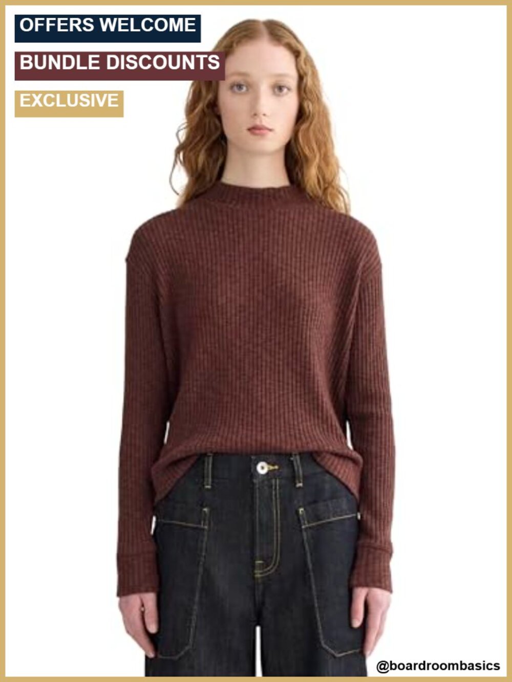 Everlane The Cozy Rib Funnel-Neck Sweater Ribbed Knit Cropped